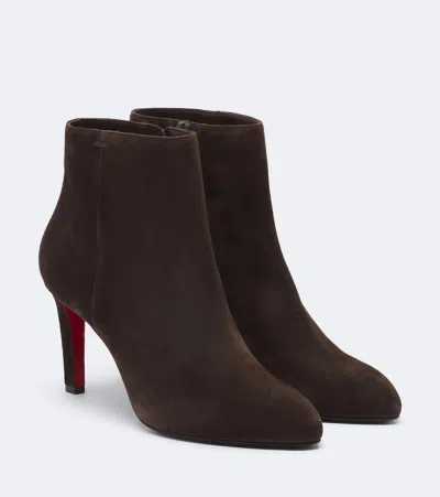 Christian Louboutin Fannylove Suede Ankle Boots In Brown