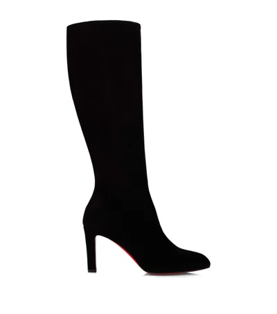 Christian Louboutin Fannylove Tight Botta 85 Suede Knee-high Boots In Black