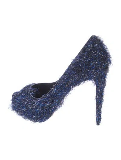 Pre-owned Christian Louboutin Faux Fur D'orsay Pumps