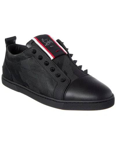 Christian Louboutin F.a.v Fique A Vontade Canvas & Leather Sneaker In Black