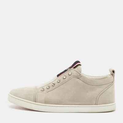 Pre-owned Christian Louboutin F.a.v Fique A Vontade Size 40 Grey Suede Slip On Sneakers In Gray