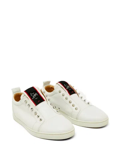 Pre-owned Christian Louboutin F.a.v Fique A Vontade Spiked Low-top Sneakers In White