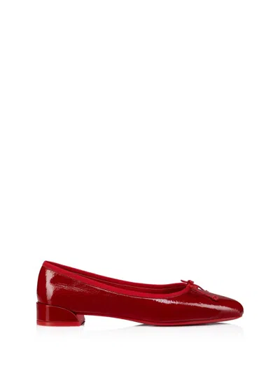 Christian Louboutin Glossy Red Flat Shoes With Bow Detail