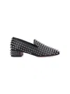 Christian Louboutin Spikeasy Studded Red Sole Slip-on Loafers In Black