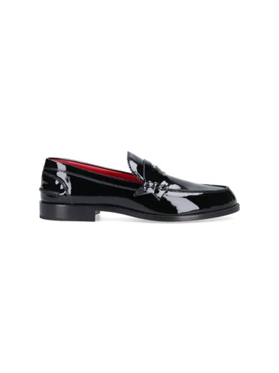 Christian Louboutin Penny Leather Loafers In Black