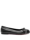 Christian Louboutin Mamadrague Spikes Embellished Leather Ballet Flats In Black