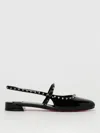Christian Louboutin Sweet Janispikes Studded Patent-leather Slingback Flats In Black