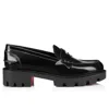 Christian Louboutin Donna Patent Red Sole Penny Loafers In Black/lin Black