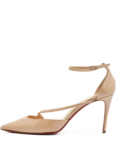 Pre-owned Christian Louboutin Fliketta Pointed-toe Ankle-strap Pumps