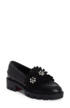 Christian Louboutin Verzierte Loafers Flora Moc Aus Leder In Black