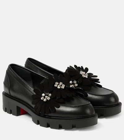Christian Louboutin Verzierte Loafers Flora Moc Aus Leder In Schwarz