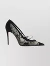 Christian Louboutin Km Lace 100 Suede-trimmed Pumps In Black