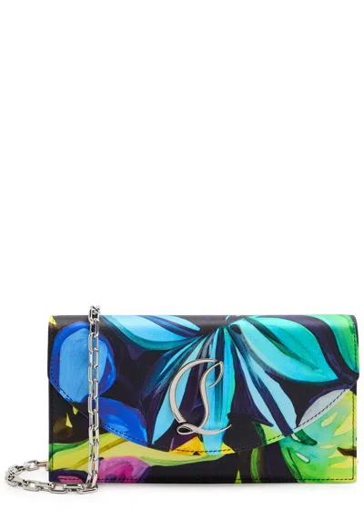 Christian Louboutin Floral-print Satin-crepe Clutch In Multi