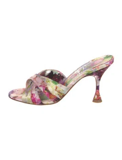 Pre-owned Christian Louboutin Floral Print Slides In Pink