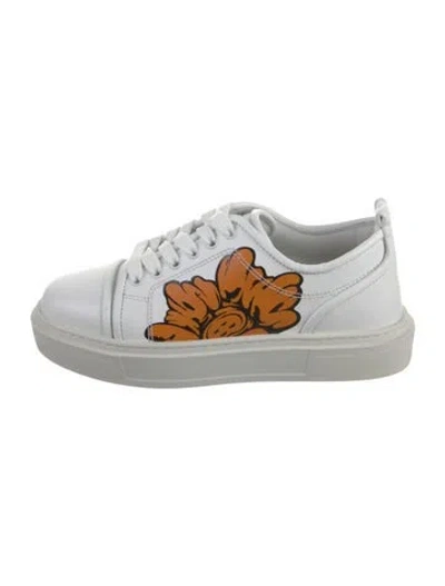 Pre-owned Christian Louboutin Floral Print Sneakers In White