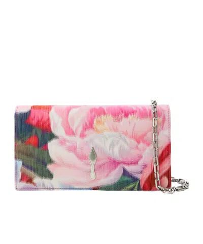 Christian Louboutin Floral-print Chain Wallet In Multi