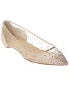 Shop Christian Louboutin Follies Crystal Suede-trim Flat In Brown