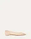 Christian Louboutin Follies Strass Red Sole Mesh Ballet Flats In Gold