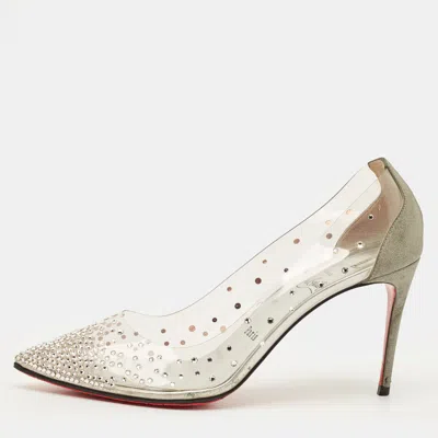 Pre-owned Christian Louboutin Follies Strass Size 37.5 Transparent Glitter And Pvc Pumps