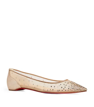CHRISTIAN LOUBOUTIN FOLLIES STRASS SUEDE FLATS