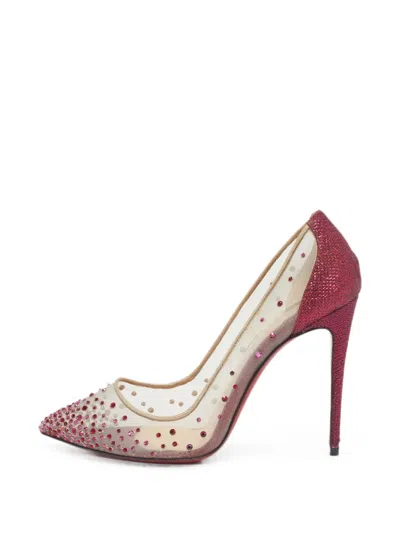 Pre-owned Christian Louboutin Follies Strass-embellished Heeled Pumps In Pink