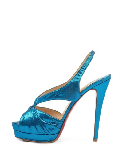 Pre-owned Christian Louboutin Fortuna Slingback Sandals In Blue