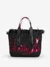 Christian Louboutin Small Fringe Woven Tote Bag In Black