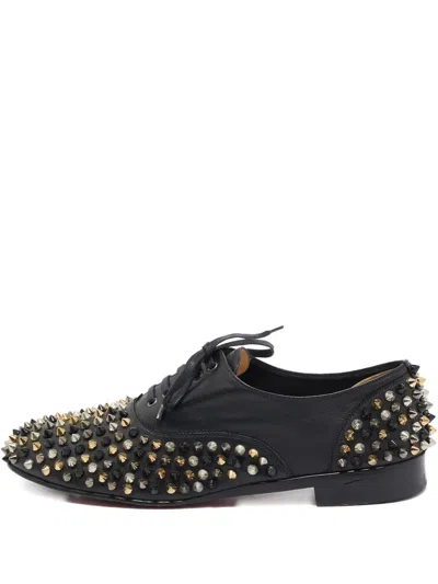 Pre-owned Christian Louboutin Freddy Leather Studded Oxford Shoes