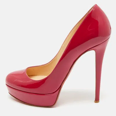 Pre-owned Christian Louboutin Fuchsia Patent Leather Bianca Platform Pumps Size 38