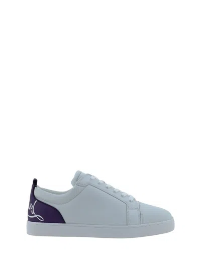 Christian Louboutin Fun Louis Junior Sneakers In White/jacaranda