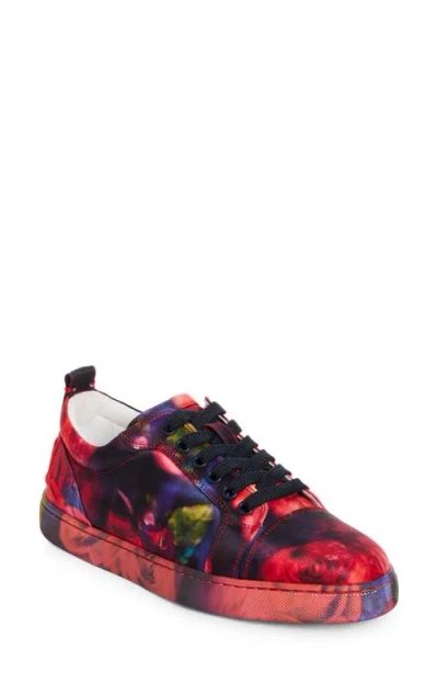 Christian Louboutin Fun Louise Junior Silk Low Top Trainer In Red Multi