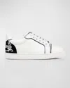 Christian Louboutin Fun Vieira Patent-leather Trimmed Leather Sneakers In Bianco/black
