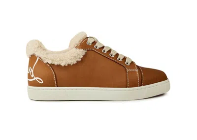 Pre-owned Christian Louboutin Fun Vieira Flat Sherling (womens) Sneakers In Terra