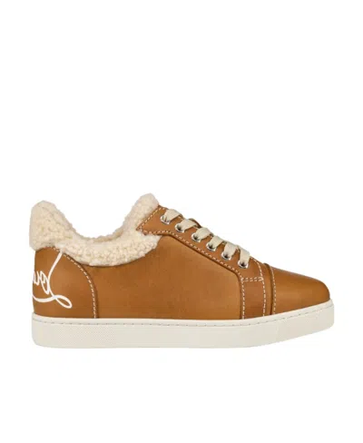 Christian Louboutin Fun Vieira Leather Sneakers In Brown