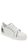 Christian Louboutin Fun Vieira Patent-leather Trimmed Leather Sneakers In Bianco/ Black