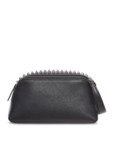 Christian Louboutin Funky Calfskin And Studded Clutch In Black