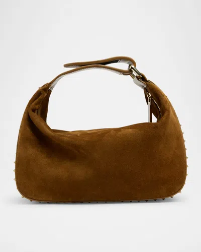 Christian Louboutin Funky Dopp Spike Top-handle Bag In Suede