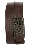 Christian Louboutin Funky Empire Calfskin Leather Belt In Brown