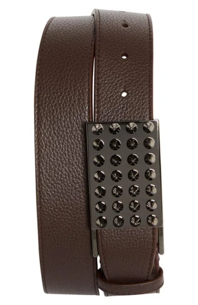 Christian Louboutin Funky Empire Calfskin Leather Belt In Cosme/gun Metal