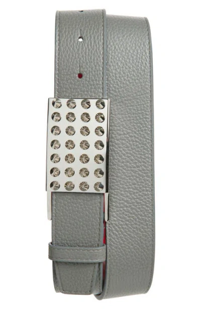 Christian Louboutin Funky Empire Calfskin Leather Belt In Gray