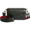 Christian Louboutin Funky Empire Leather Wallet On A Strap In Black/black/gun Metal