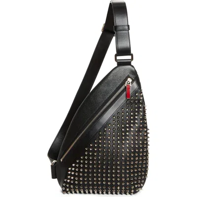 Christian Louboutin Funky Empire Spike Sling Bag In Black/gun Metal