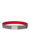 Christian Louboutin Mens Smoke Grey/silver Funky Stud-embellished Leather Belt In Grey