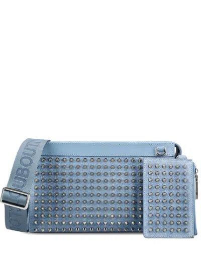 Christian Louboutin Leather Crossbody Bag Adjustable Strap Studs In Blue
