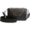Christian Louboutin Funky Spike Leather Wallet On A Strap In Black/silver