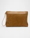 Christian Louboutin Funky Spike Pouch Bag In Suede