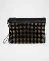 Christian Louboutin Funky Spike Pouch Bag In Suede In Multi