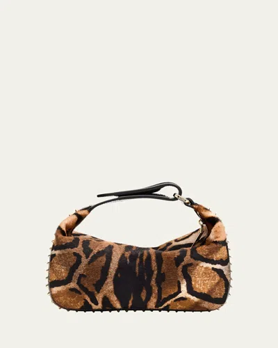 Christian Louboutin Funky Top-handle Bag In Bengali-print Calf Hair In Brown