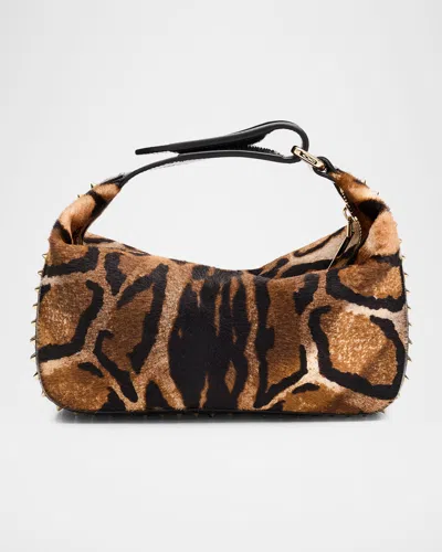 Christian Louboutin Funky Top-handle Bag In Bengali-print Calf Hair In Brown