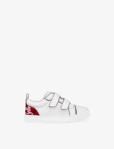 Christian Louboutin Kids' Funnyto Contrast-trim Leather Low-top Trainers 4-9 Years Bianco Eur 27 / 9 Uk In White